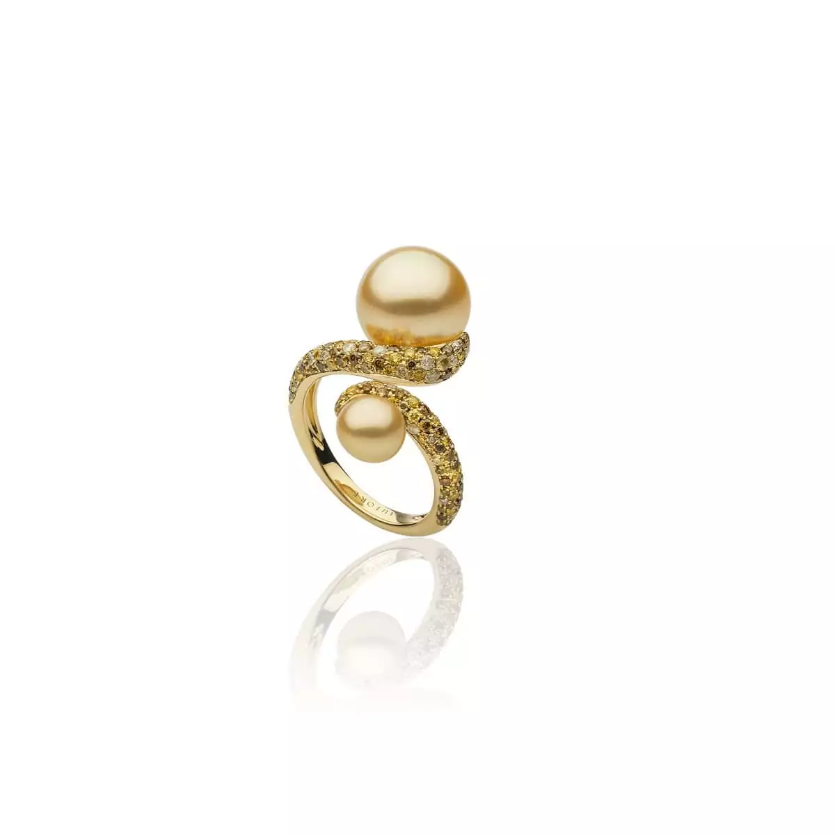 Ring aus 18 Karat Gelbgold mit Südseezuchtperle und Diamanten von Autore