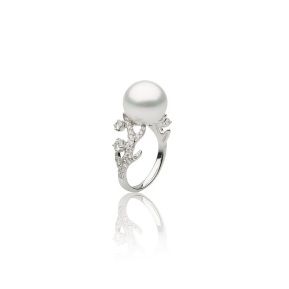 Ring aus 18 Karat Weißgold mit Südseezuchtperle und Diamanten von Autore