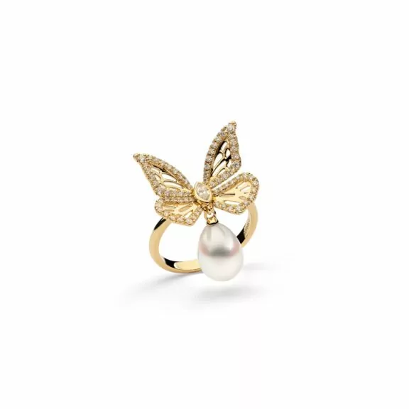 Ring aus 18 Karat Roségold mit Südseezuchtperle und Diamanten von Autore