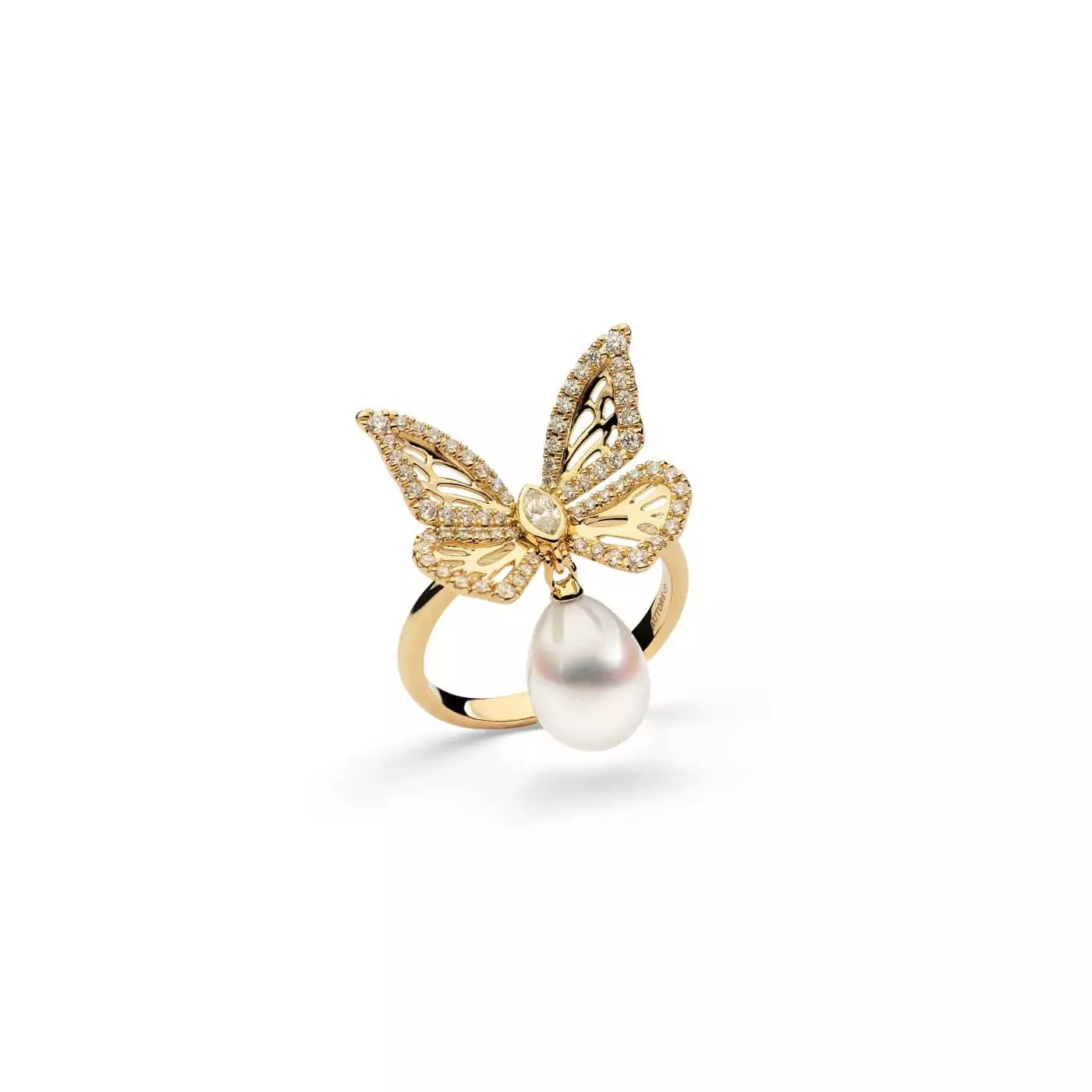 Ring aus 18 Karat Roségold mit Südseezuchtperle und Diamanten von Autore