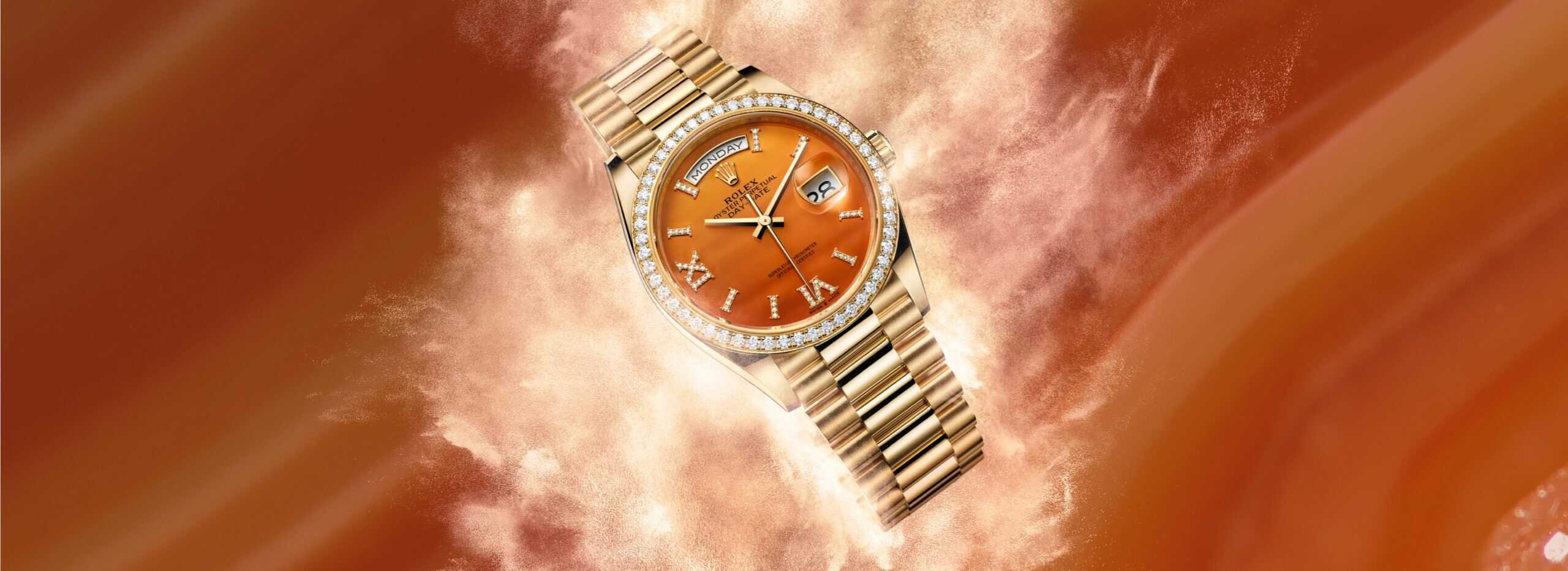 Die Rolex Day-Date mit Karneol-Zifferblatt bei Juwelier S.M.Wild