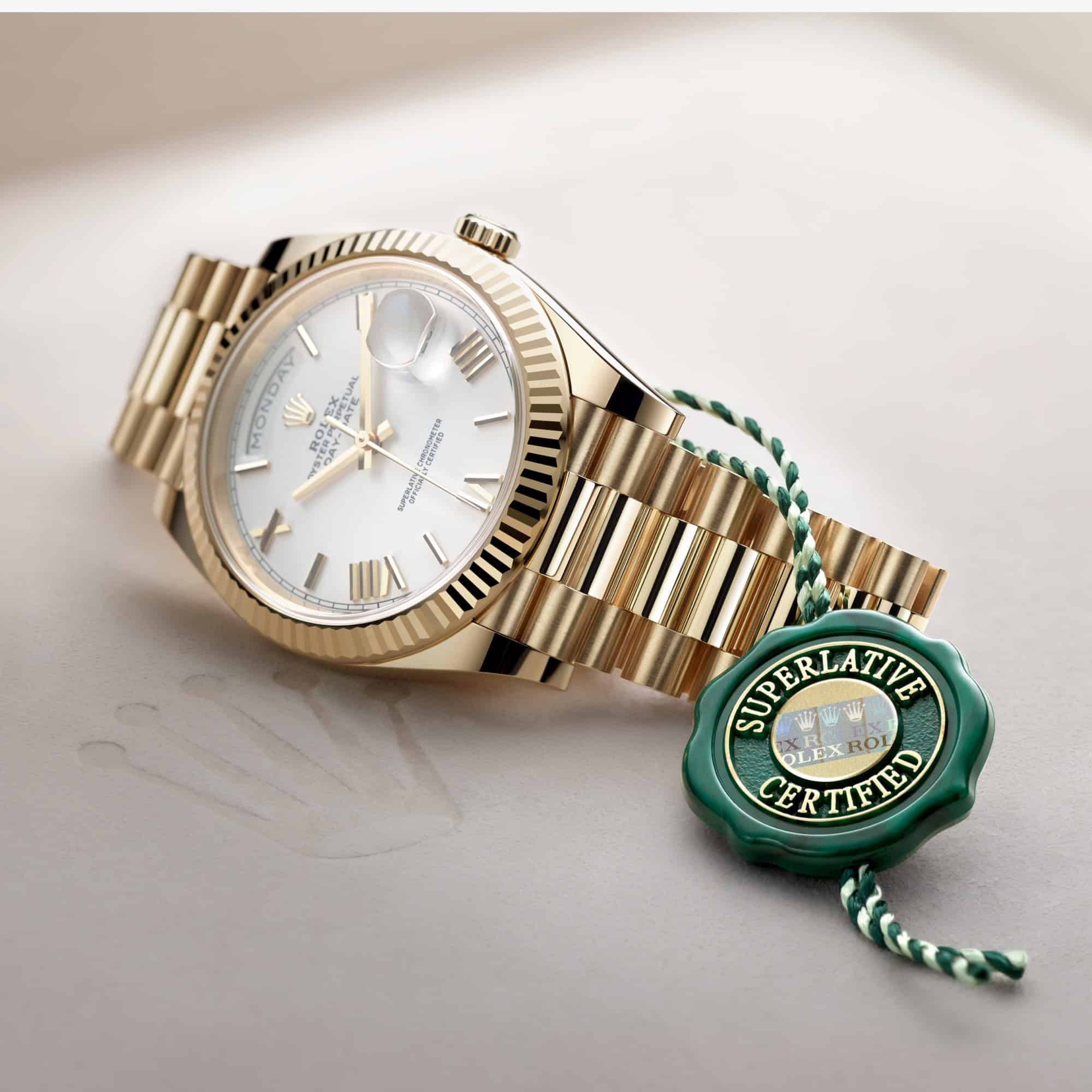 Die Rolex Day-Date in Gelbgold mit dem Chronometer der Superlative Siegel von Rolex