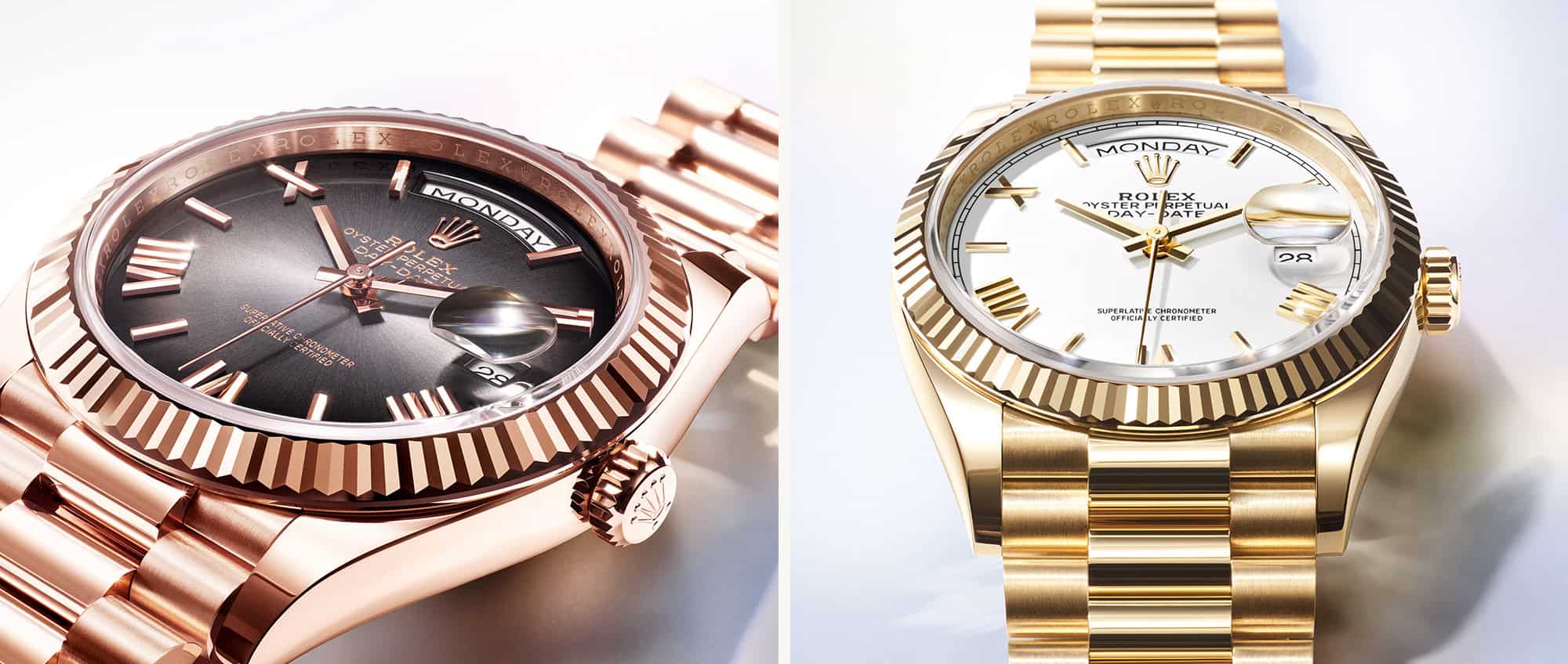 Das Oyster Gehäuse der neuen Rolex Day-Date bei Juwelier S.M.Wild