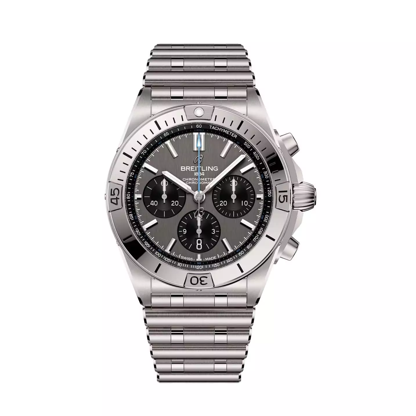 Breitling Chronomat B01 42 mit Gehäuse und Band aus Titan mit anthrazitfarbenem Zifferblatt