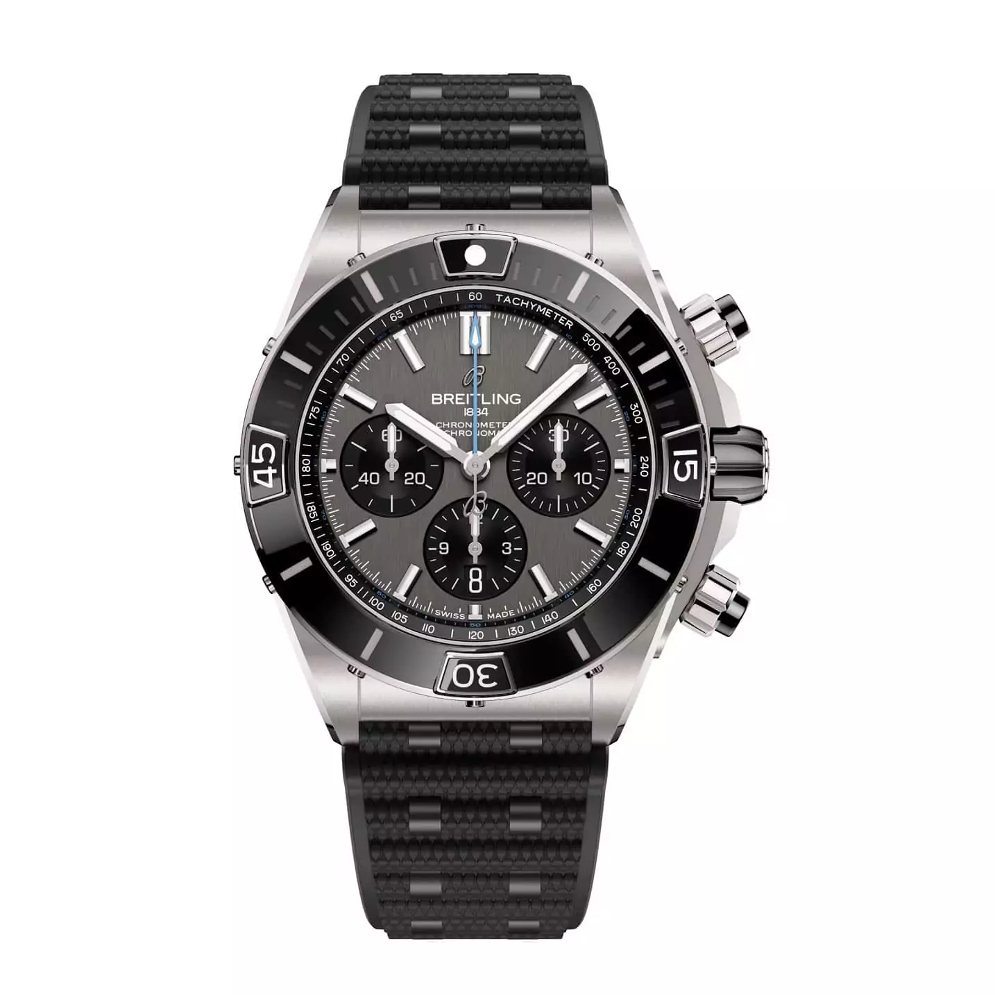 Breitling Super Chronomat B01 44 mit Titangehäuse und Kautschukband und anthrazitfarbenem Zifferblatt