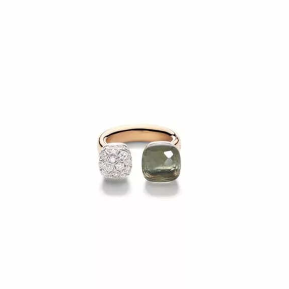Pomellato Nudo Ring aus Rosé- und Weißgold mit Prasiolith und Diamanten