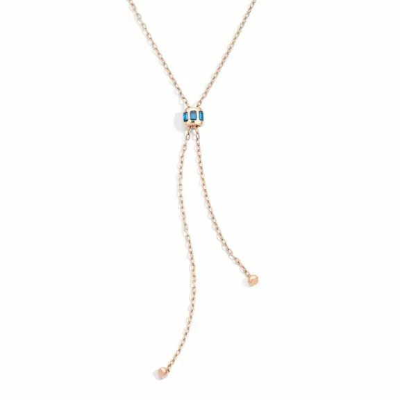 Pomellato Iconica Collier aus Roségold mit blauem Topas