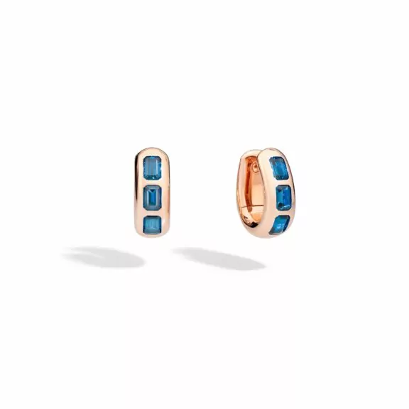 Pomellato Iconica Ohrschmuck aus Roségold mit blauem Topas
