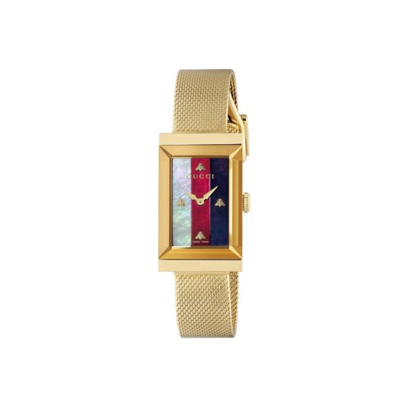 Gucci G-Frame Uhr mit Gehäuse und Band aus PVD-beschichtetem Edelstahl mit Perlmutt-Zifferblatt