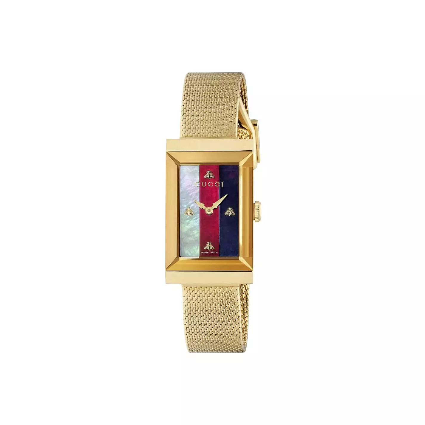 Gucci G-Frame Uhr mit Gehäuse und Band aus PVD-beschichtetem Edelstahl mit Perlmutt-Zifferblatt