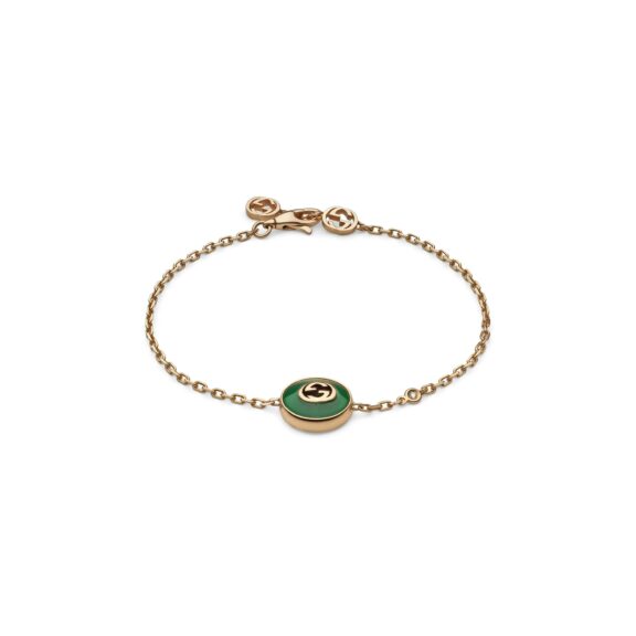 Interlocking Armschmuck von Gucci aus 18 Karat Roségold mit Achat und Diamant