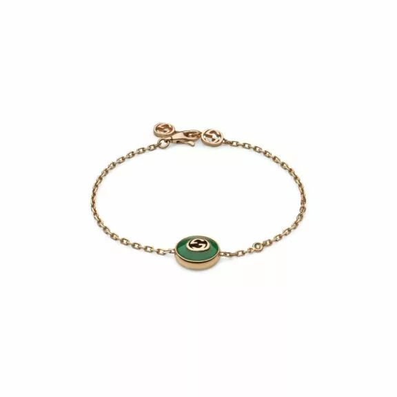 Interlocking Armschmuck von Gucci aus 18 Karat Roségold mit Achat und Diamant