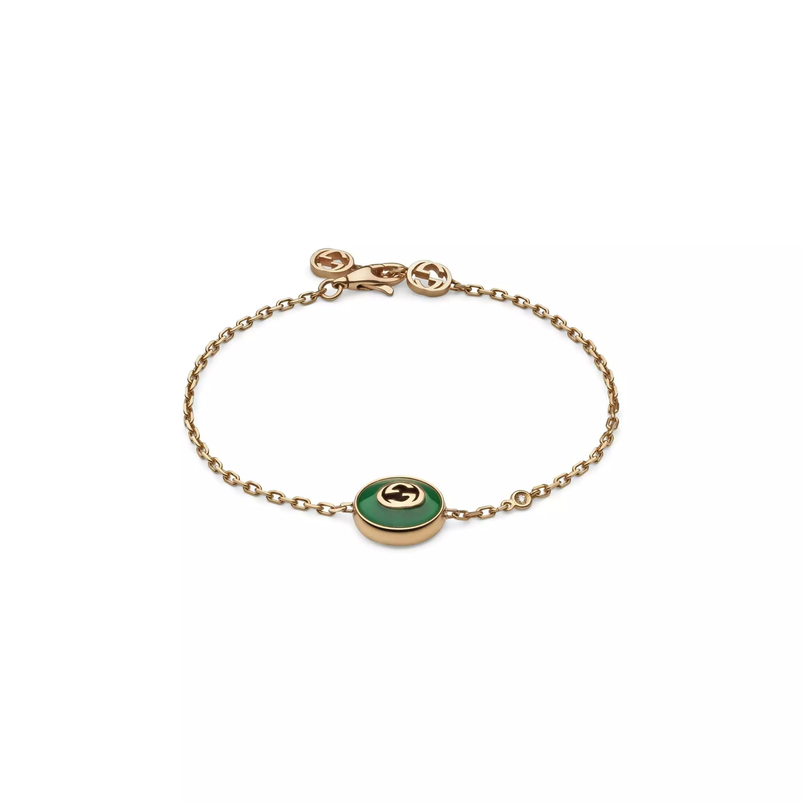 Interlocking Armschmuck von Gucci aus 18 Karat Roségold mit Achat und Diamant