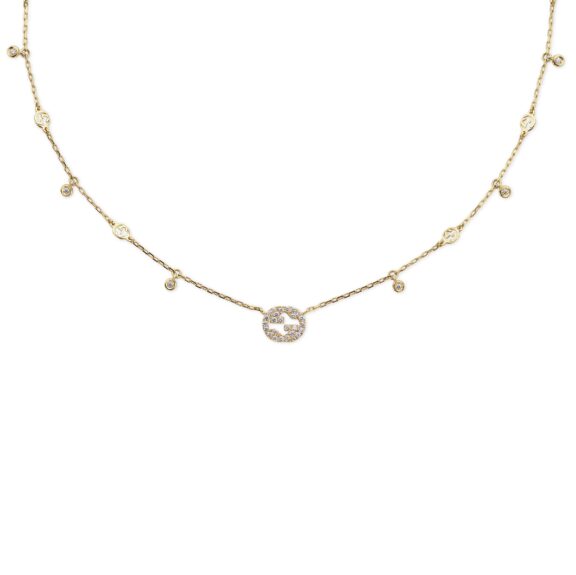 Interlocking Collier von Gucci aus 18 Karat Gelbgold mit Diamanten