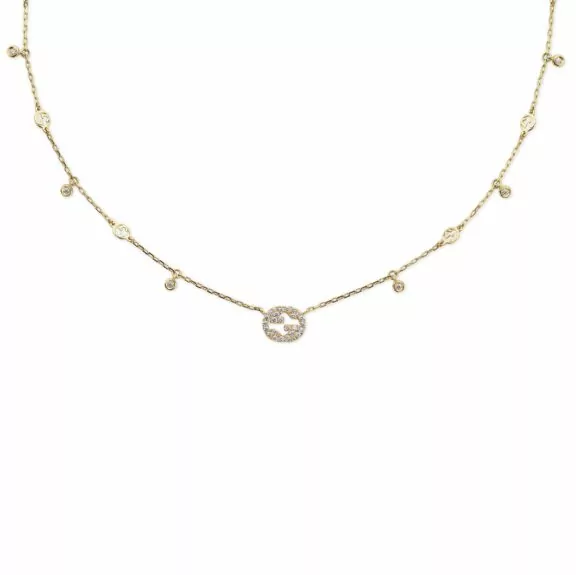 Interlocking Collier von Gucci aus 18 Karat Gelbgold mit Diamanten
