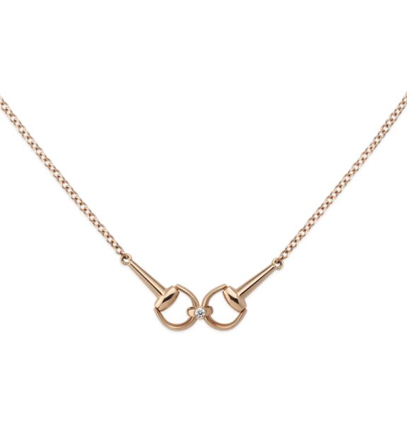 Horsebit Collier von Gucci aus 18 Karat Roségold mit Diamant
