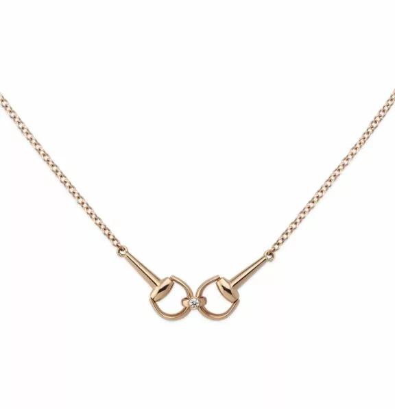 Horsebit Collier von Gucci aus 18 Karat Roségold mit Diamant