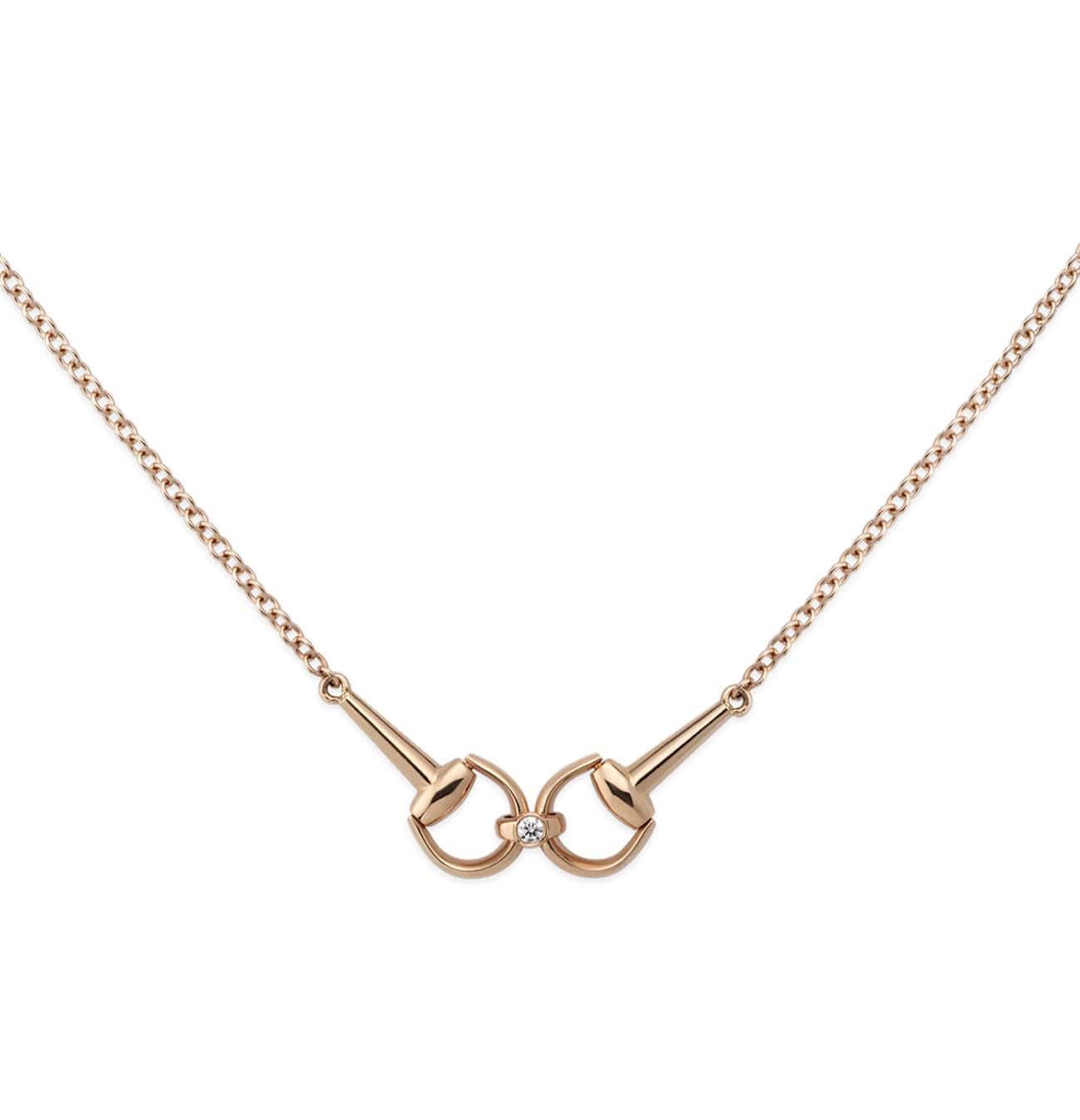 Horsebit Collier von Gucci aus 18 Karat Roségold mit Diamant