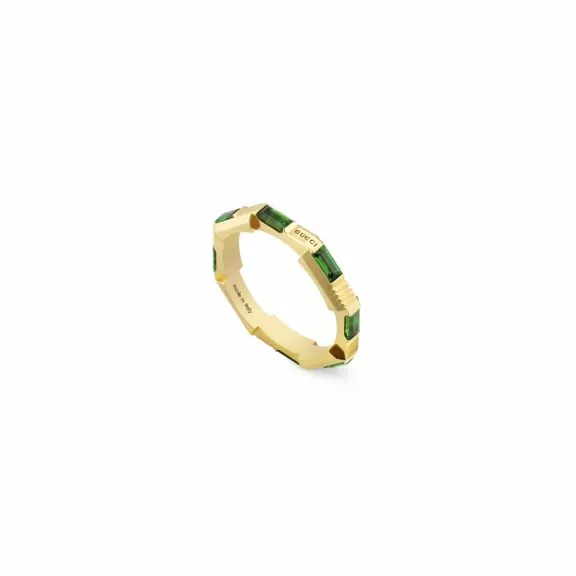Link to Love Ring von Gucci aus 18 Karat Gelbgold mit Turmalin