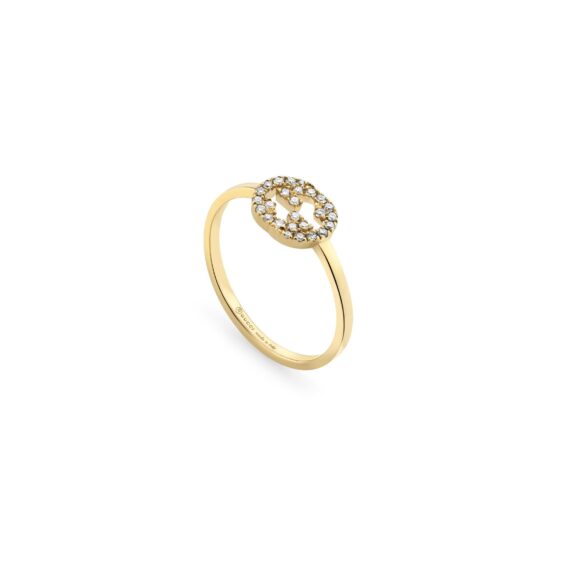Interlocking Ring von Gucci aus 18 Karat Gelbgold mit Diamanten