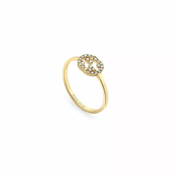 Interlocking Ring von Gucci aus 18 Karat Gelbgold mit Diamanten