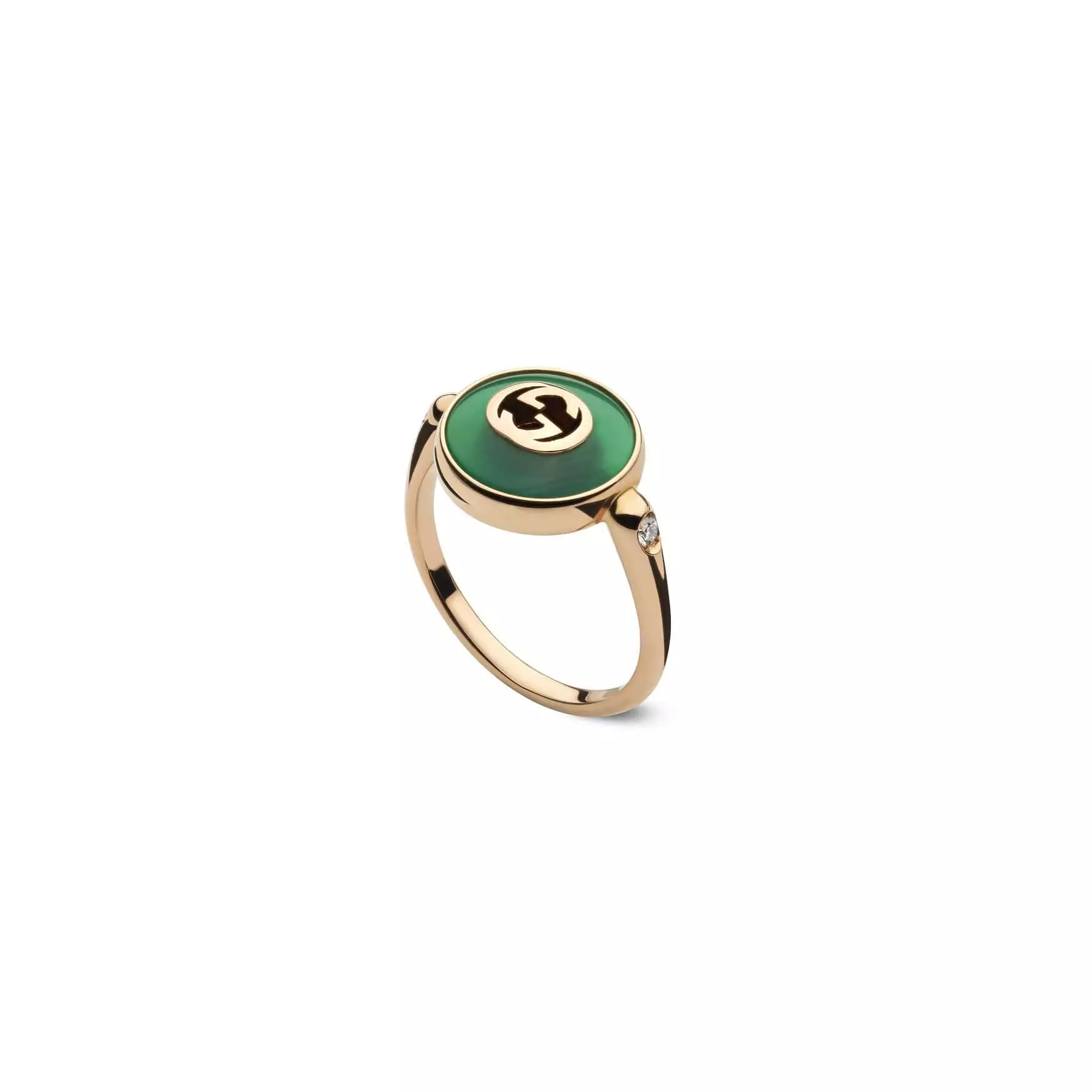 Interlocking Ring von Gucci aus 18 Karat Roségold mit Achat und Diamanten