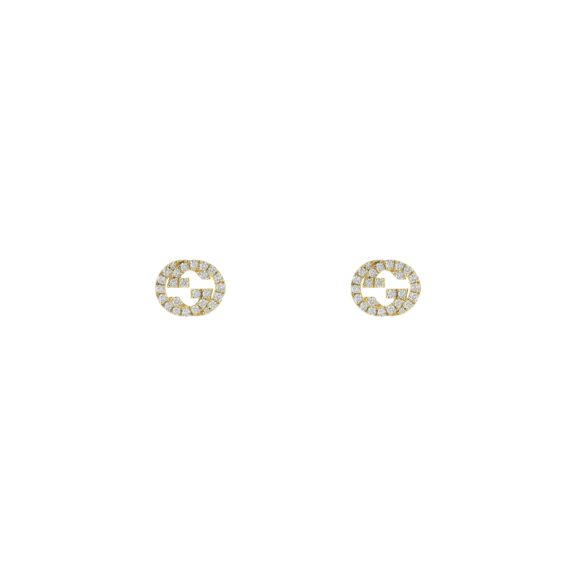 Interlocking Ohrschmuck von Gucci aus 18 Karat Gelbgold mit Diamanten