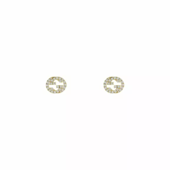 Interlocking Ohrschmuck von Gucci aus 18 Karat Gelbgold mit Diamanten