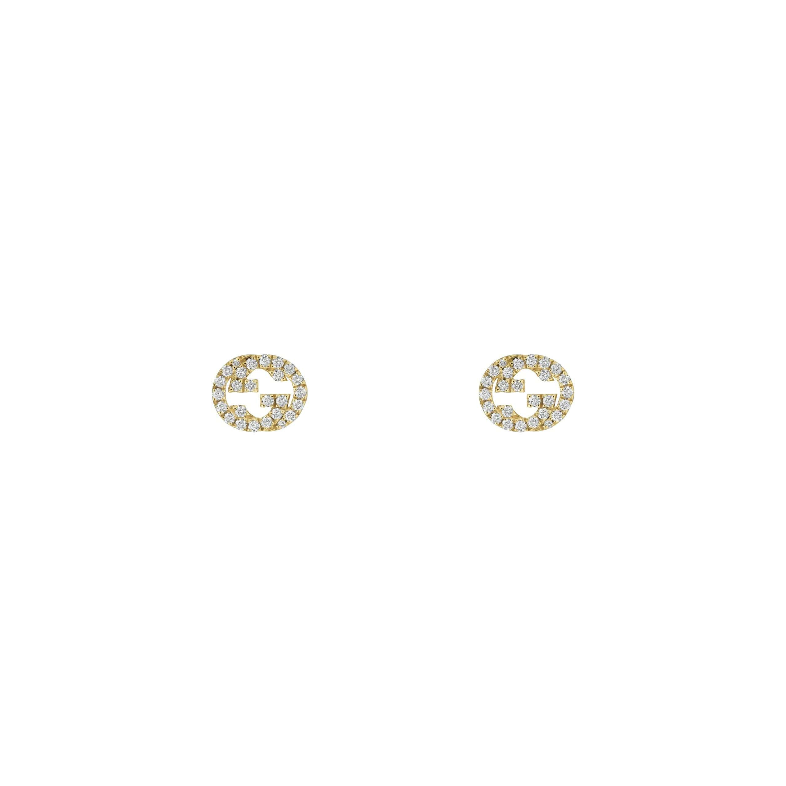 Interlocking Ohrschmuck von Gucci aus 18 Karat Gelbgold mit Diamanten