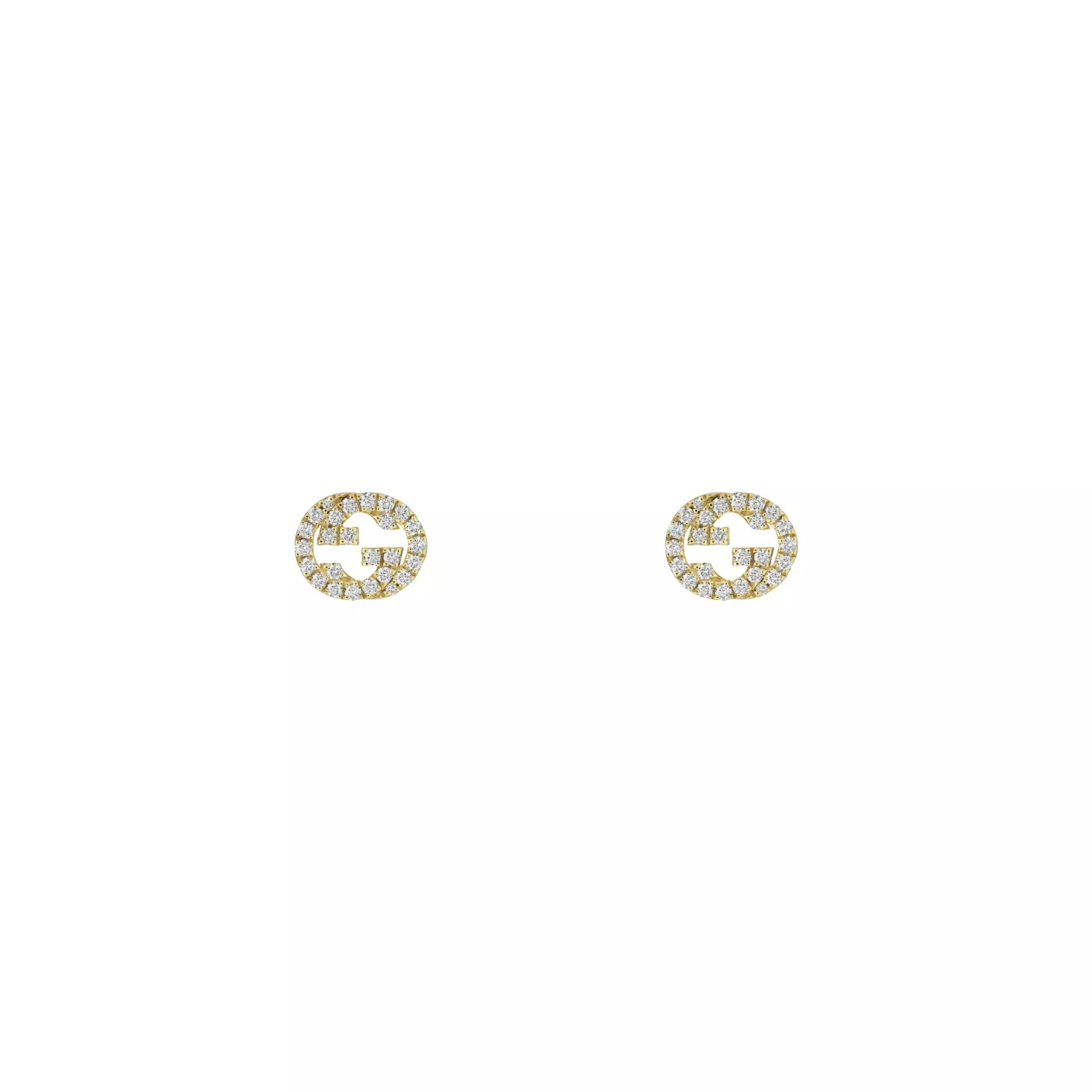 Interlocking Ohrschmuck von Gucci aus 18 Karat Gelbgold mit Diamanten