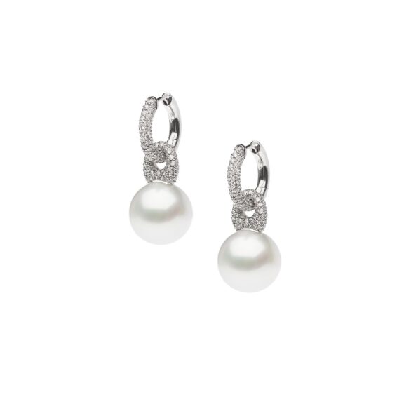 Ohrschmuck aus 18 Karat Weißgold mit Südseezuchtperlen und Diamanten von Autore