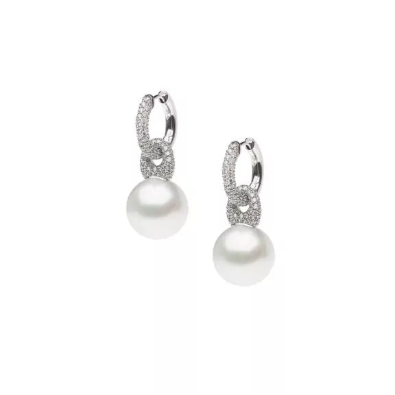 Ohrschmuck aus 18 Karat Weißgold mit Südseezuchtperlen und Diamanten von Autore