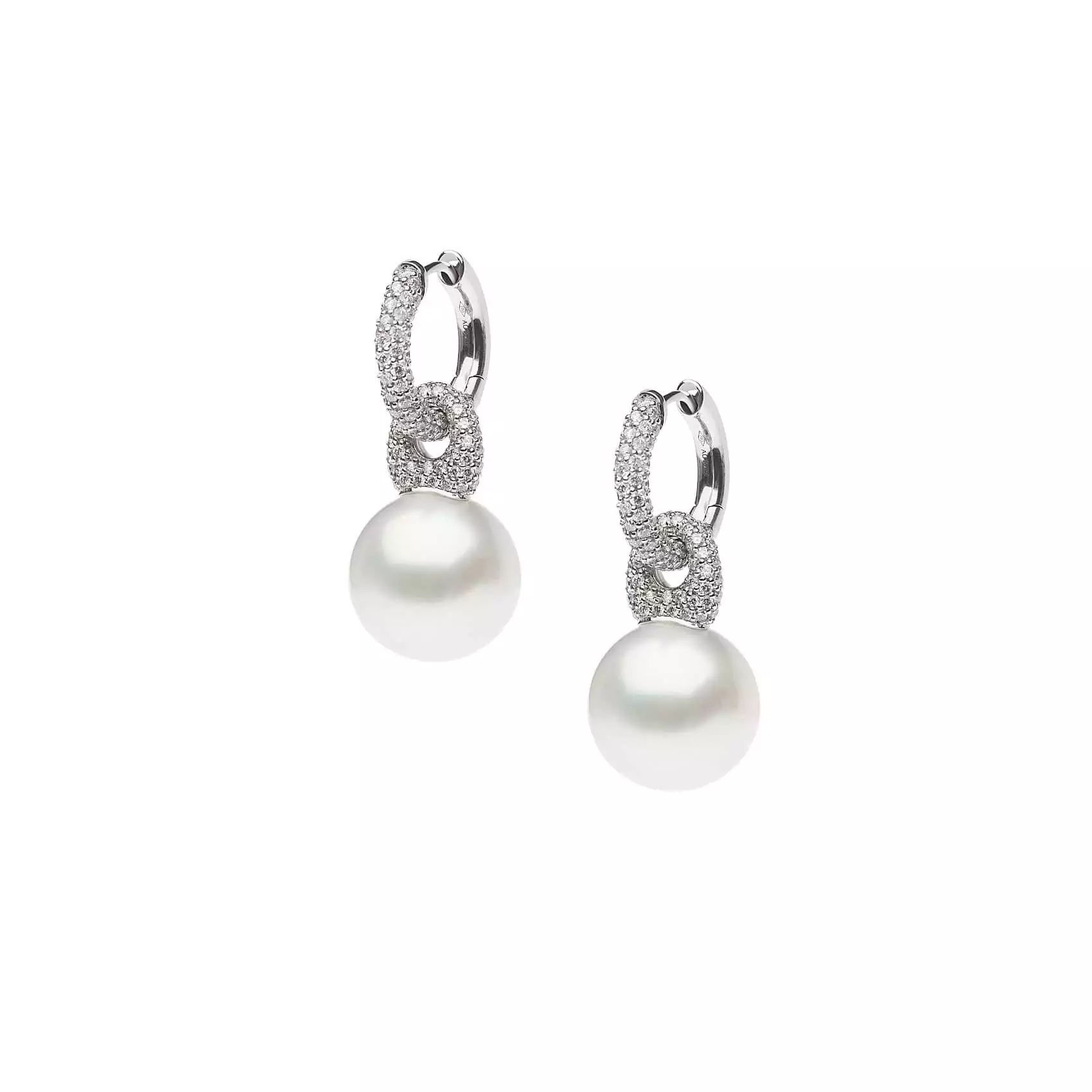 Ohrschmuck aus 18 Karat Weißgold mit Südseezuchtperlen und Diamanten von Autore