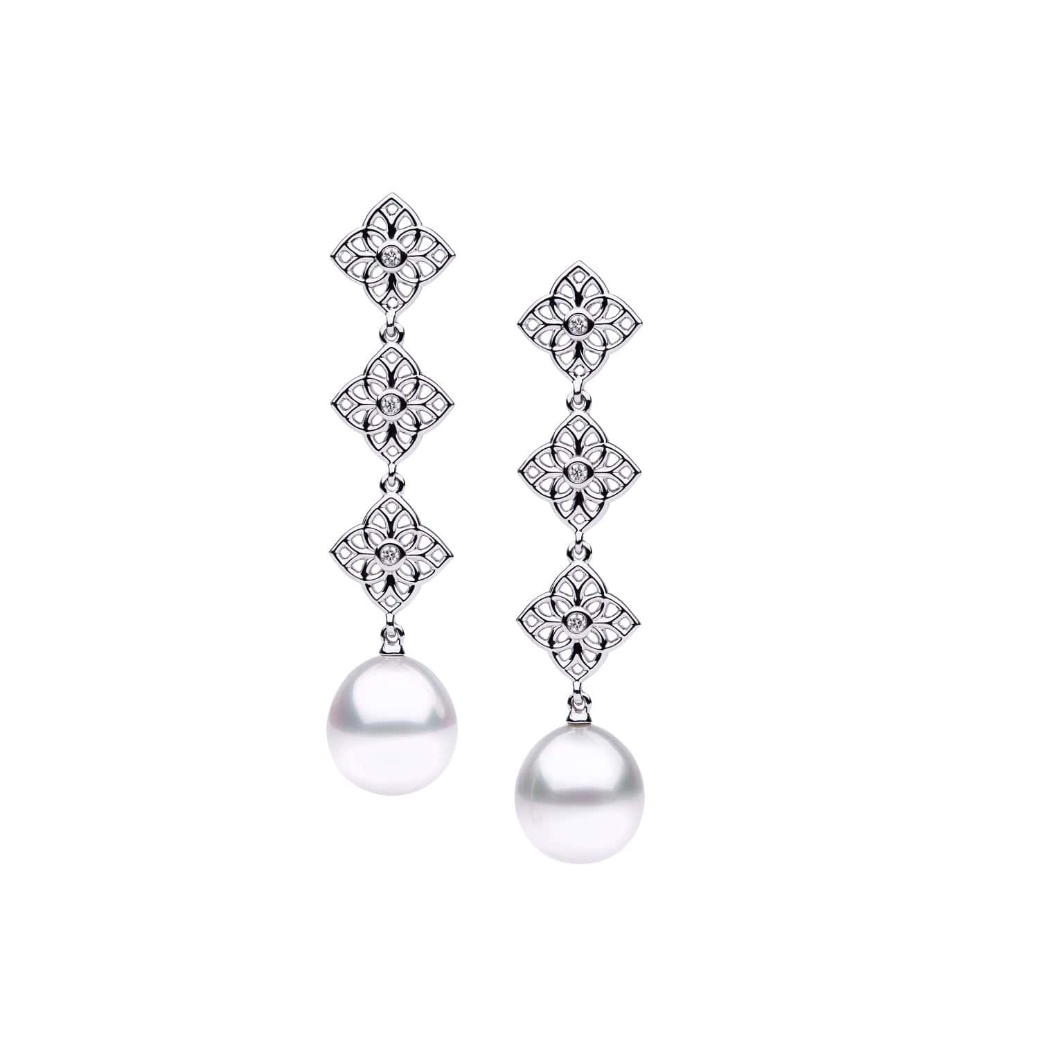Ohrschmuck aus 18 Karat Weißgold mit Südseezuchtperlen und Diamanten von Autore