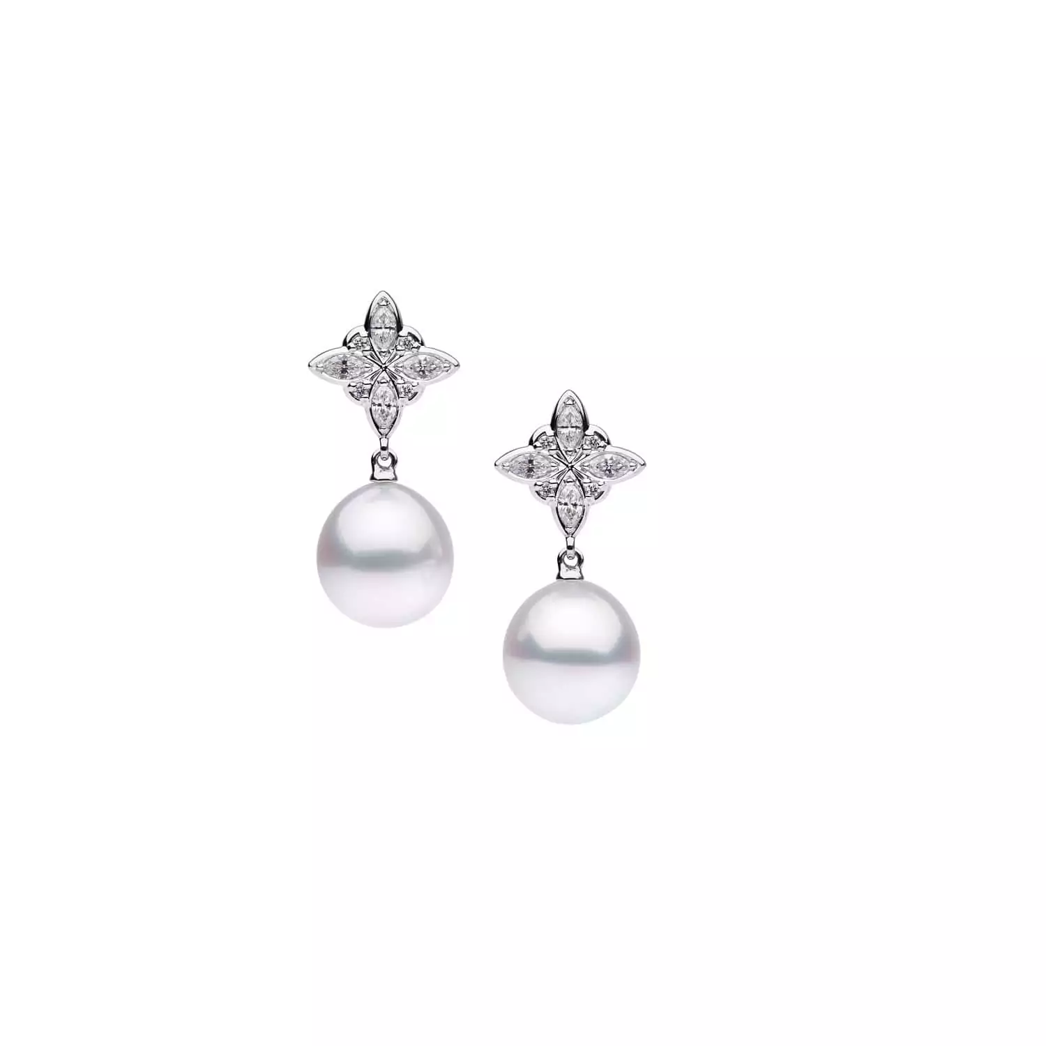 Ohrschmuck aus 18 Karat Weißgold mit Südseezuchtperlen und Diamanten von Autore