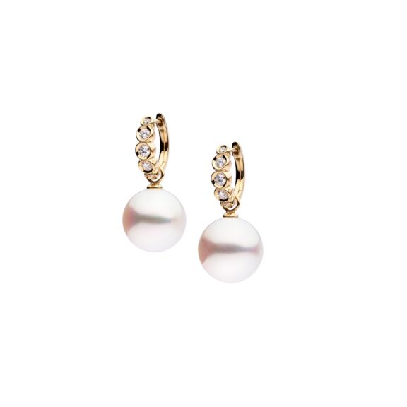 Ohrschmuck aus 18 Karat Roségold mit Südseezuchtperlen und Diamanten von Autore