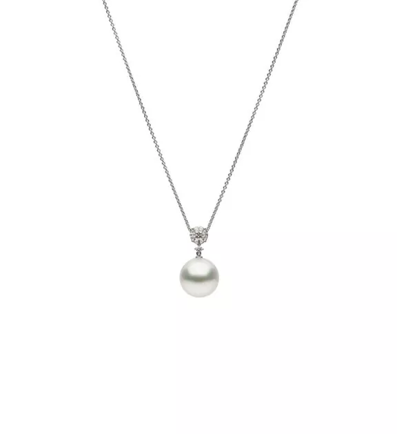 Collier aus 18 Karat Weißgold mit Südseezuchtperle und Diamanten von Autore
