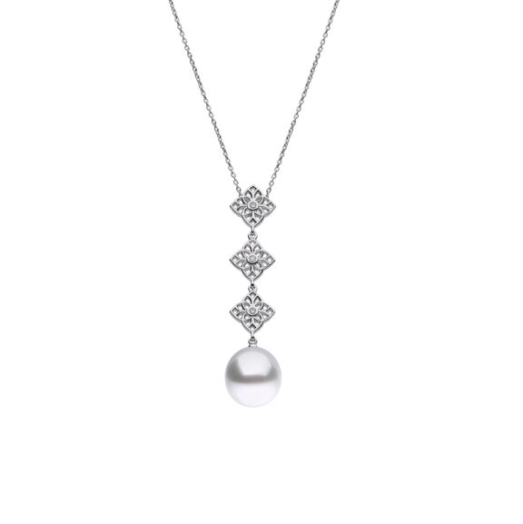Collier aus 18 Karat Weißgold mit Südseezuchtperle und Diamanten von Autore