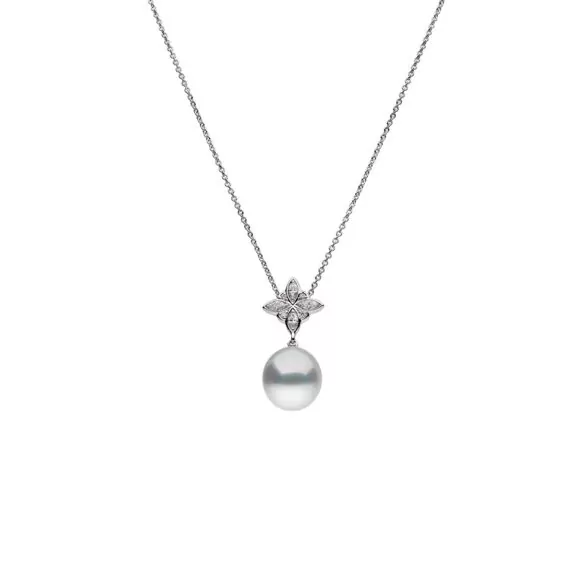 Collier aus 18 Karat Weißgold mit Südseezuchtperle und Diamanten von Autore