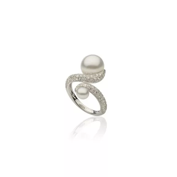 Ring aus 18 Karat Weißgold mit Südseezuchtperlen und Diamanten von Autore
