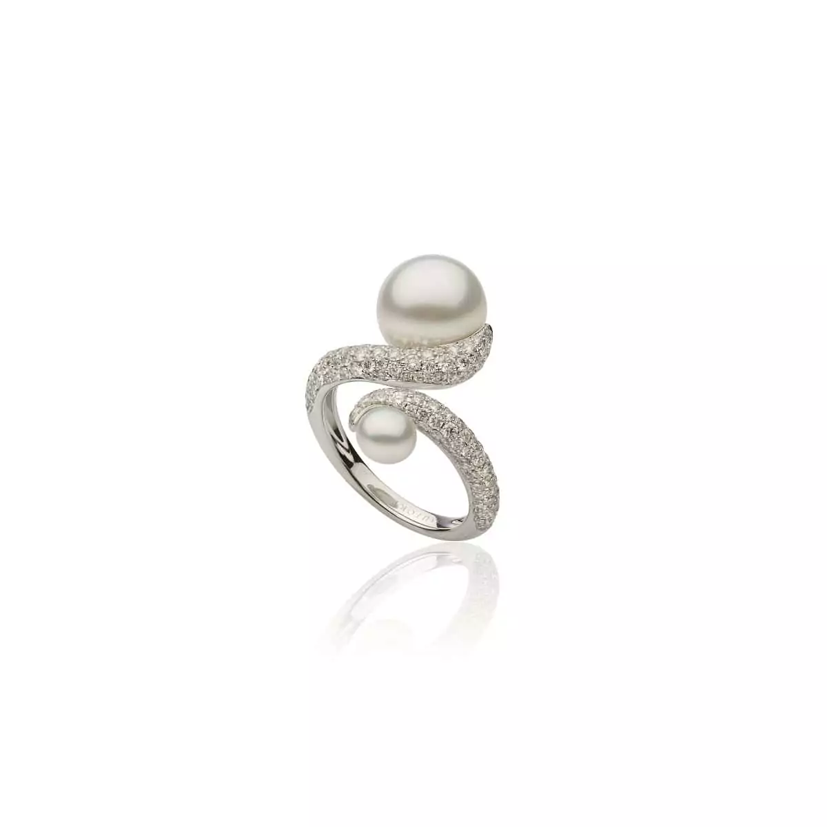 Ring aus 18 Karat Weißgold mit Südseezuchtperlen und Diamanten von Autore