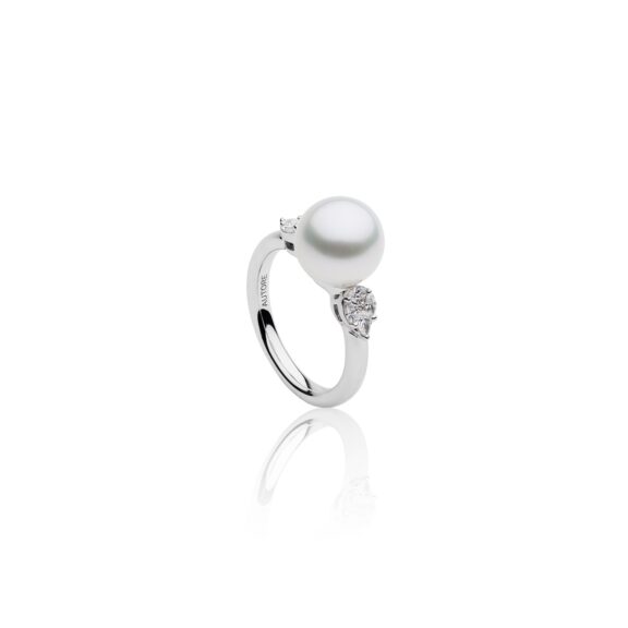 Ring aus 18 Karat Weißgold mit Südseezuchtperle und Diamanten von Autore