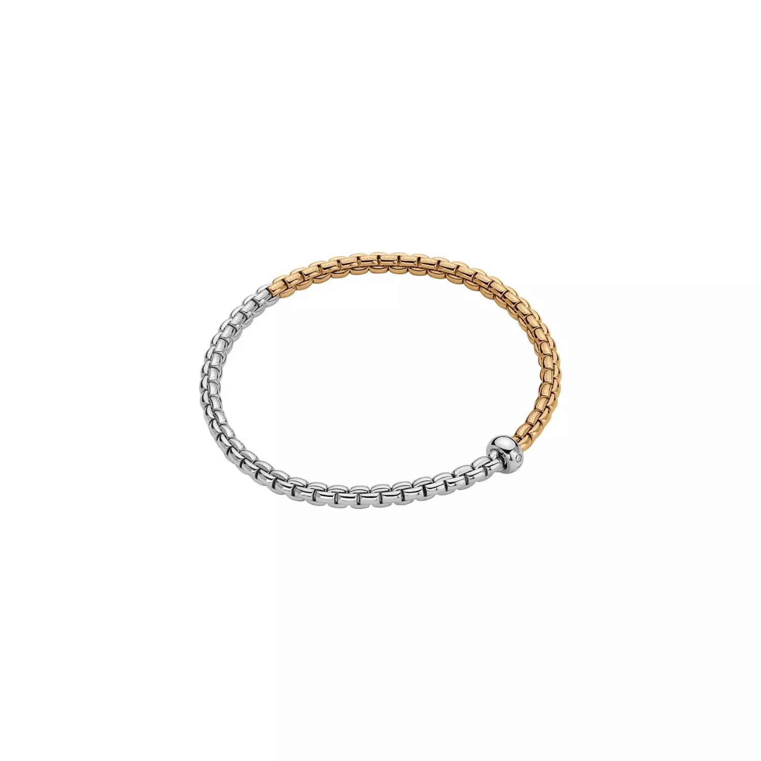 Flexibles Armband von Fope aus 18 Karat Weiß- und Gelbgold mit Brillanten