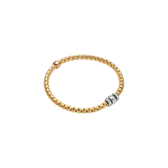 Flexibles Armband von Fope aus 18 Karat Weiß- und Gelbgold mit Brillanten