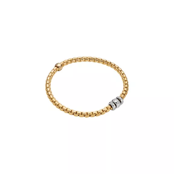 Flexibles Armband von Fope aus 18 Karat Weiß- und Gelbgold mit Brillanten
