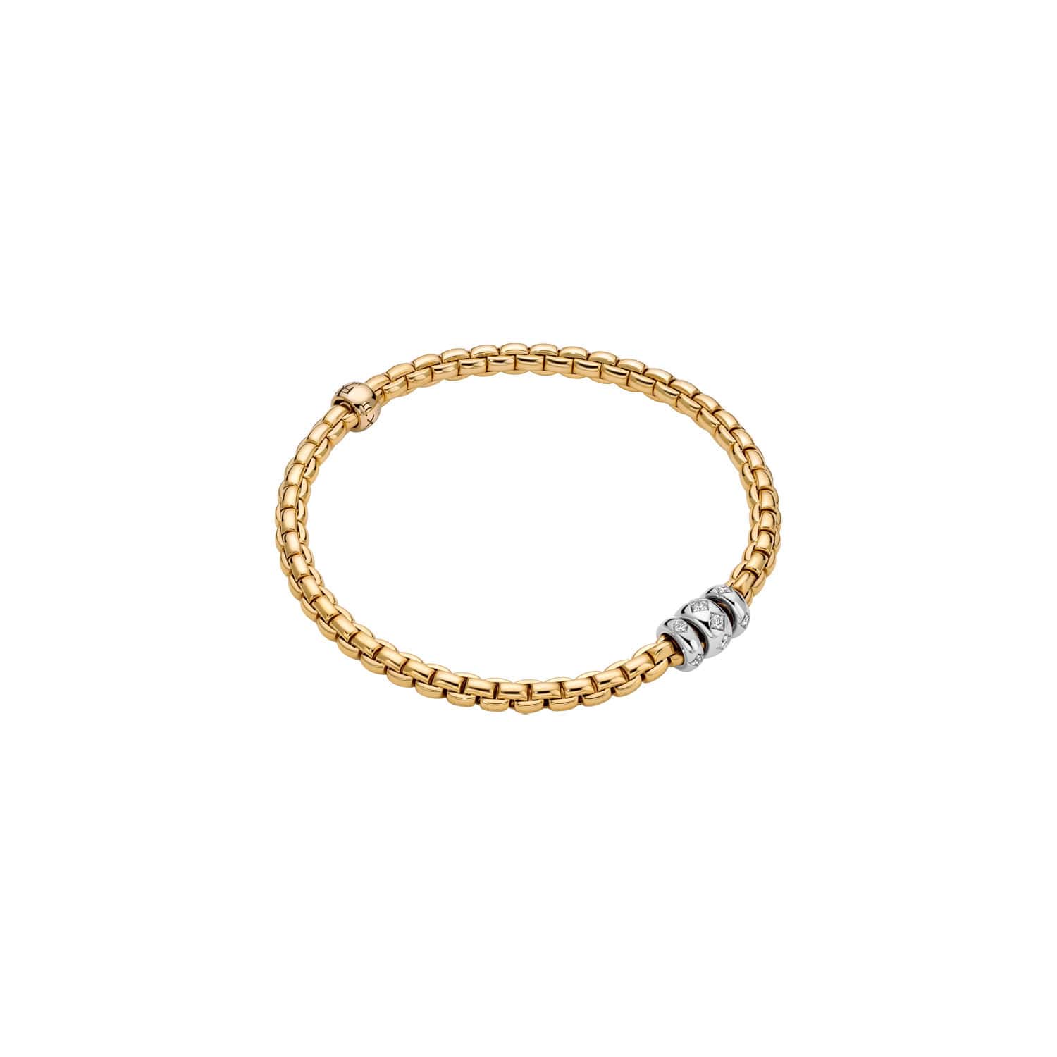 Flexibles Armband von Fope aus 18 Karat Weiß- und Gelbgold mit Brillanten
