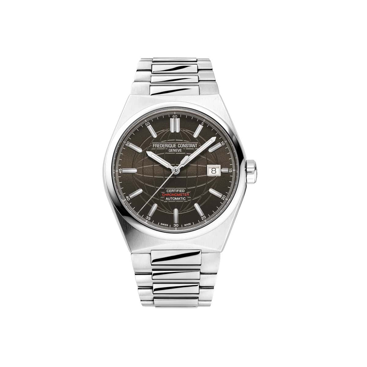 Frederique Constant Highlife Automatic COSC mit Gehäuse und Band aus Edelstahl und braunem Zifferblatt
