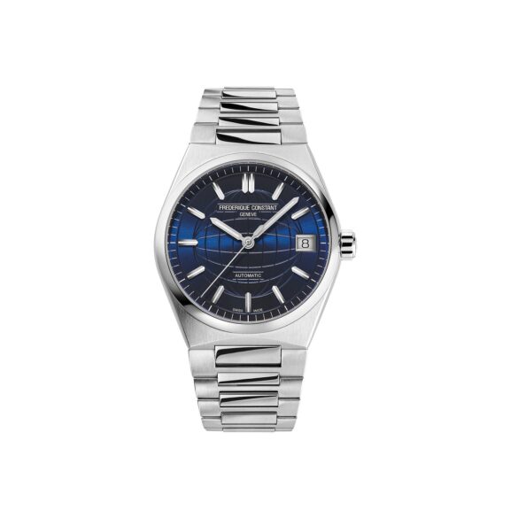 Frederique Constant Highlife Ladies Automatic mit Gehäuse und Band aus Edelstahl und blauem Zifferblatt