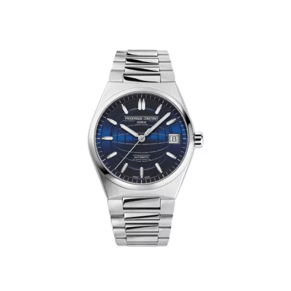 Frederique Constant Highlife Ladies Automatic mit Gehäuse und Band aus Edelstahl und blauem Zifferblatt