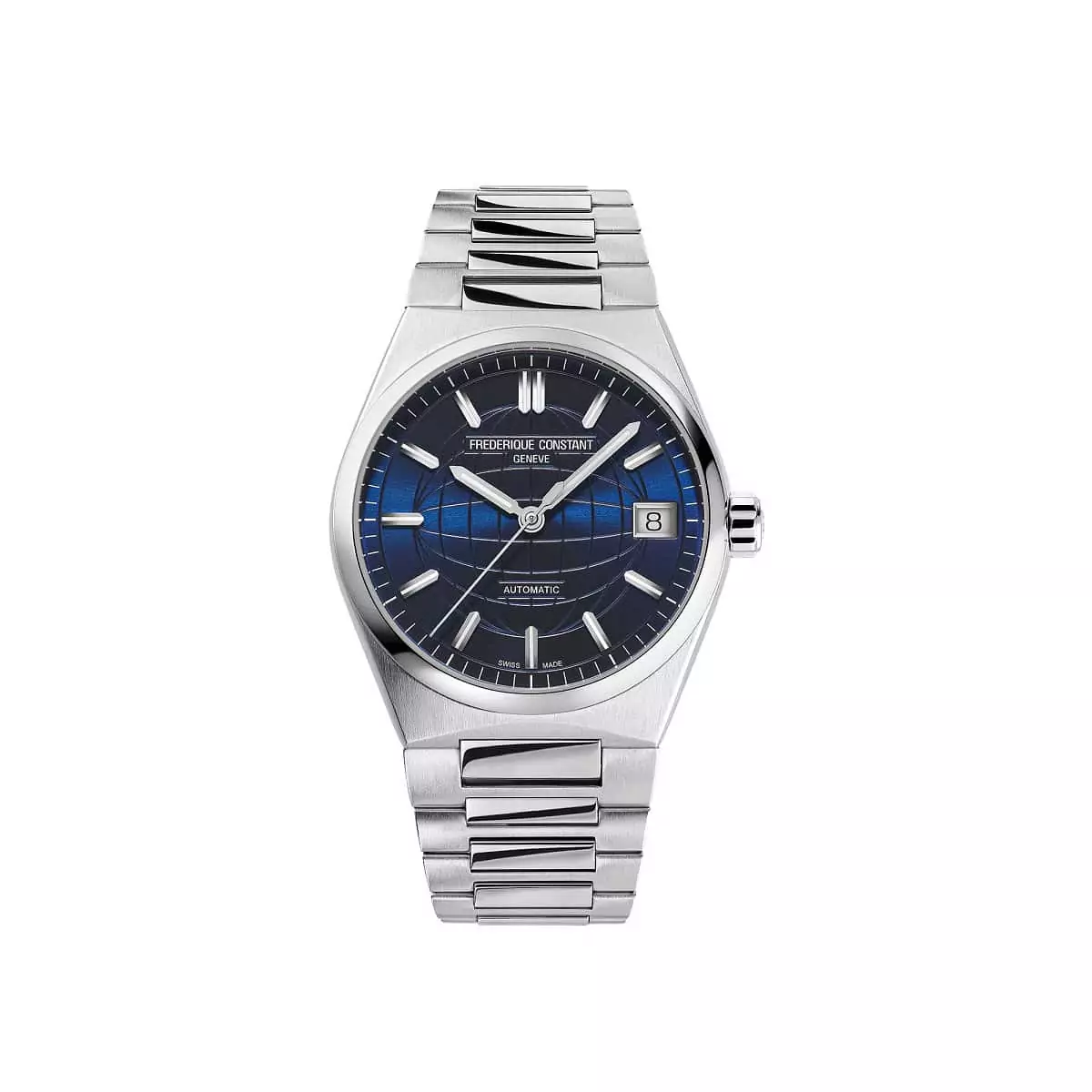 Frederique Constant Highlife Ladies Automatic mit Gehäuse und Band aus Edelstahl und blauem Zifferblatt
